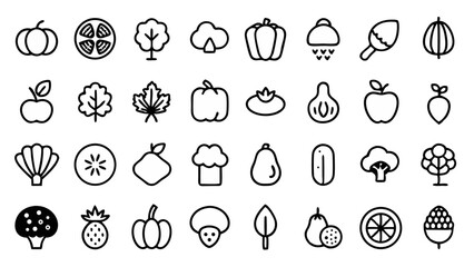 This vegetable icon set offers a vector collection of fresh and clean glyph pictograms ideal for menus grocery designs and nutrition awareness campaigns