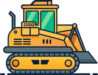 Yellow bulldozer vector illustration for construction engineering tools infographics or architectural presentations  
