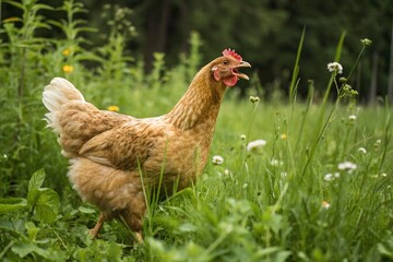 Fototapeta premium hen on grass