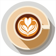 Top View Of Coffee Cup With Latte Art Design On Light Surface