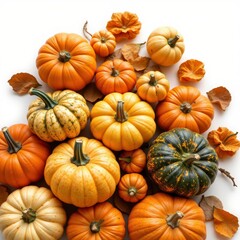 Autumn Harvest of Pumpkins and Gourds