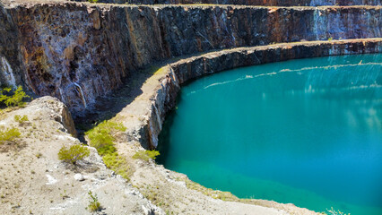 An abandoned uranium mine in the Australian vastness, seen from above
