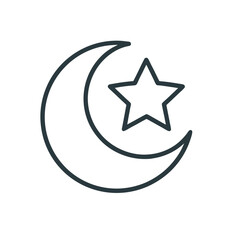 star & moon line art icon vector.
