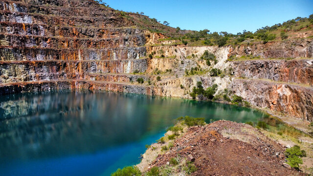 An abandoned uranium mine in the Australian vastness, seen from above