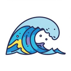 Whimsical Blue Ocean Wave Illustration