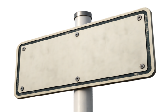 Blank Vintage Road Sign Mockup on Pole, Isolated, Ready for Text, Direction and Customization.