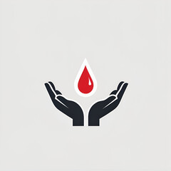 Fototapeta premium World Blood Donor Day concept human hand holding blood drop on white space