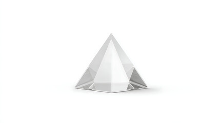 A clear pyramid shape is on a white background