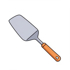 Fototapeta premium Grey Metal Spatula with Orange Handle