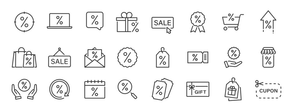 Discounts galore icons of savings symbols
