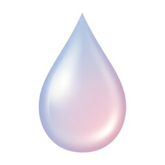 Iridescent Pink And Blue Water Drop On White Background