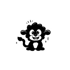 Charming monochromatic cartoon illustration featuring a jovial animal creature