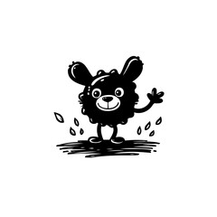 Whimsical Doodle Creature Illustration: A Cartoon Character with a Friendly Gesture