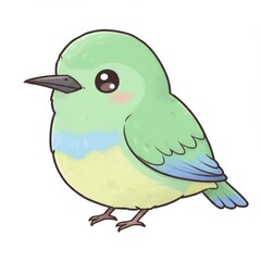 Fototapeta premium Cute Green Cartoon Bird Illustration