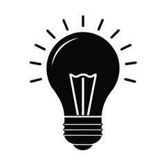 Iconic Light Bulb Glow Vector Silhouette