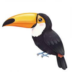 Naklejka premium Cute Cartoon Toucan Illustration with Orange Beak