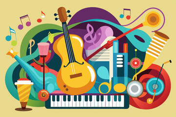 abstract musical background with guitar