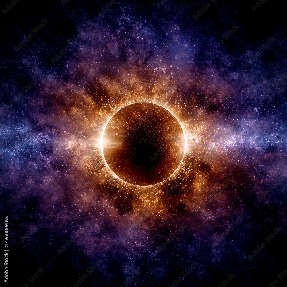 Poster celestial eclipse: a cosmic dance of light and shadow in the depths of space and time's unending exp