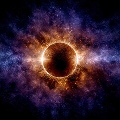 Naklejka premium Celestial Eclipse: A Cosmic Dance of Light and Shadow in the Depths of Space and Time's Unending Expanse.