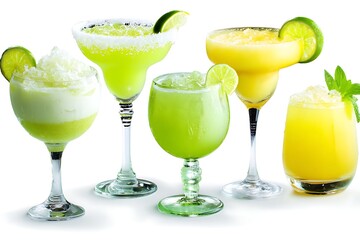 Refreshing cocktails with lime and ice showing a variety of flavors