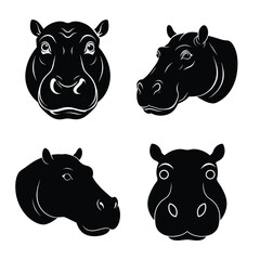 Hippopotamus head silhouette vector illustration 