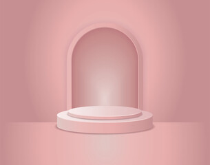 Light Pink Circle Pedestal Podium EPS Vector