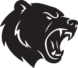 Aggressive Bear Head Minimalist Vector Silhouette
