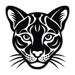 Ocelot head silhouette vector illustration 