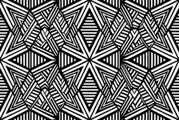 color Seamless black and white geometric pattern background