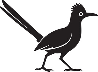 Running Roadrunner Bird Silhouette Vector Art