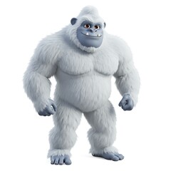 Naklejka premium 3D Cartoon Yetti Character Standing Pose