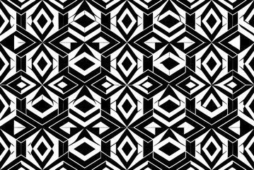 color Seamless black and white geometric pattern background