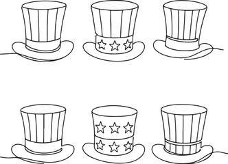 Patriotic Hat Vector Set Line Art Artwork