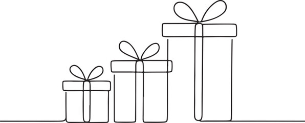 Gift Box Set One Line Minimalist Vector