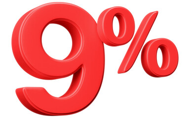 3D Red 9 Percent Off Sale Discount
