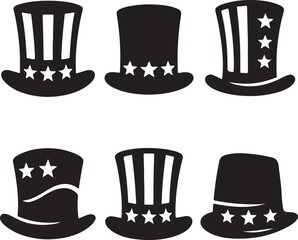 Independence Day Hat Silhouettes Vector Style