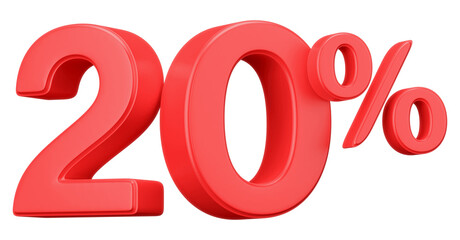 3D Red 20 Percent Off Sale Discount