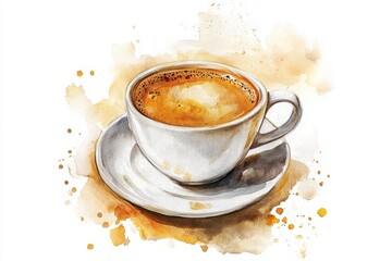 Warm cup of coffee on a saucer