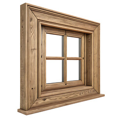 wooden window frame isolated on white background, PNG