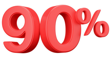 3D Red 90 Percent Off Sale Discount