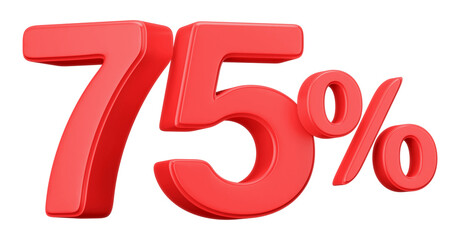 3D Red 75 Percent Off Sale Discount