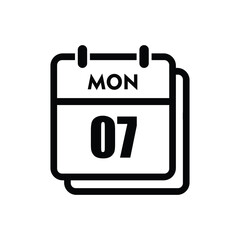 calender icon, 07 monday icon with white background