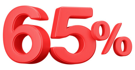 3D Red 65 Percent Off Sale Discount