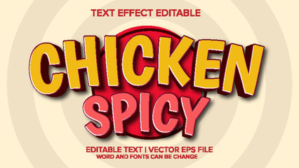 chicken spicy text effect vector editable