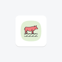 Cow In Cropland, vector, pixel perfect, illustrator file