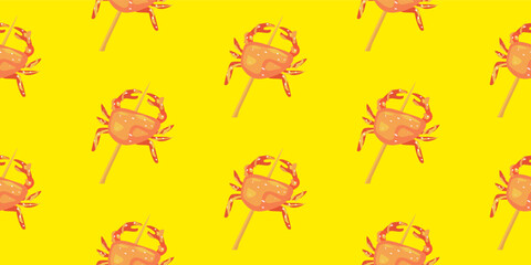 Seamless Crabstick Pattern background.  Crabstick Illustration Background.  Crabstick seamless pattern background. Asian Seafood Snack Pattern Design. Crabstick Food Art Pattern background.