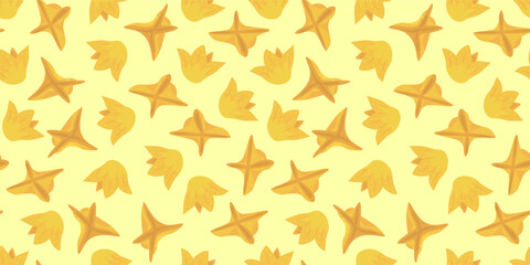 Crispy Wonton Pattern background. Fried Dumpling pattern background. Fried Snack Food illustration pattern. Fried Dumpling Seamless Pattern, Asian Street Food Background.