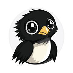 Cute Cartoon Bird Illustration With Big Eyes Adorable Animal Character Isolated On White Background