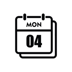 calender icon, 04 monday icon with white background