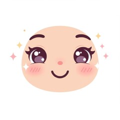 Cute Cartoon Face Illustration with Pink Blush